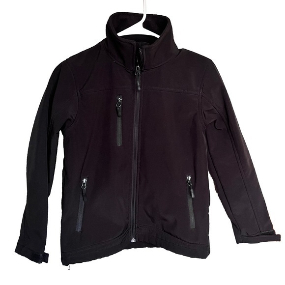 RPS Outdoors Wind/Water Resistant Black Zip-Up Jacket Kid Size 10